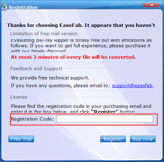 easefab registration code